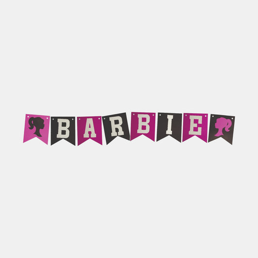Banderín o guirnalda para decoración de fiestas con diseño de Barbie